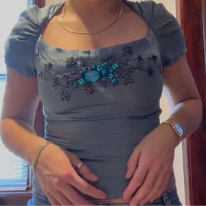 Vintage 100% Silk Embroidered / Unreleased Salvatore Ferragamo top
